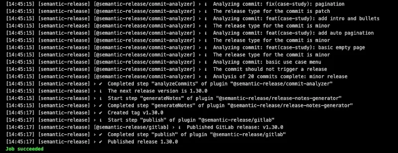 semantic-release output