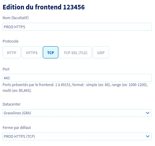 Frontend configuration details