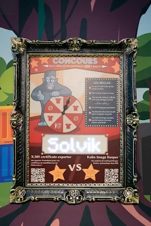 Vue du cadre interactif qui présente la loterie open source avec nos deux outils kuik et X509-Certificate-Exporter