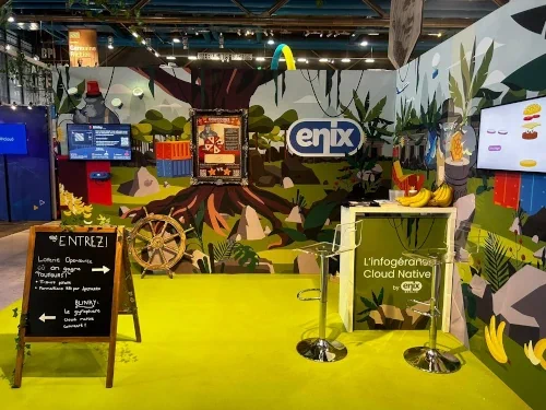 Photo du stand Enix en partenaire Gold, une jungle cloud native