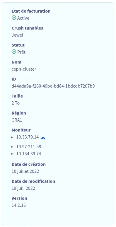 Détails de notre service Cloud Disk Array