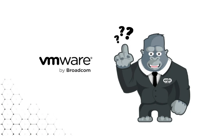 Image de monkey Enix en costume qui s'interroge sur VMware by Broadcom