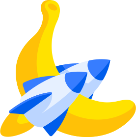 Icône banane avec des fusées