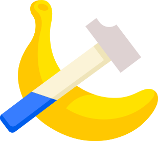 Icône banane avec un marteau