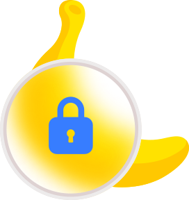 Icône banane avec un verrou sécurité