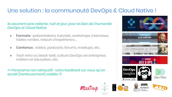 Page de présentation du talk La communauté francophone sur le DevOps et le Cloud Native