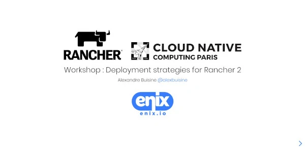 Page de présentation du talk Trois stratégies de déploiement de Rancher 2